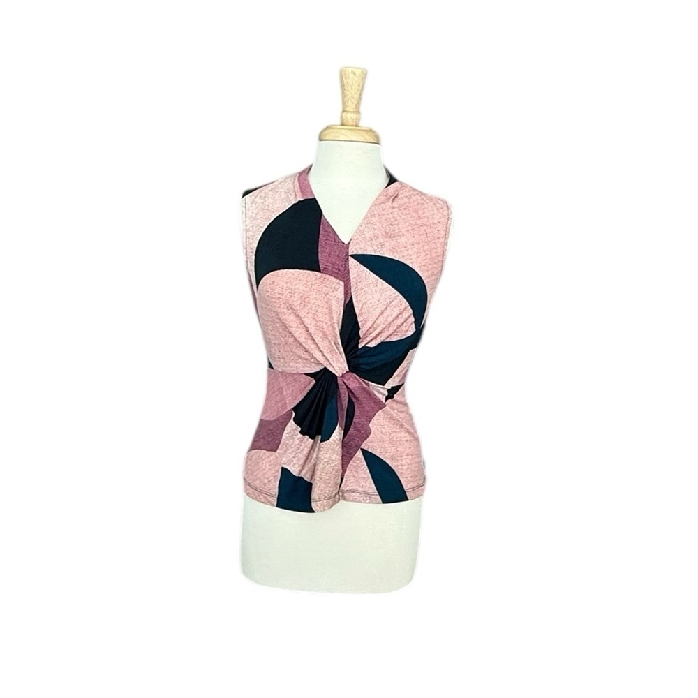 Early 2000s Donna Karan Patchwork Pink Cotton Sleeveless Top Size Small